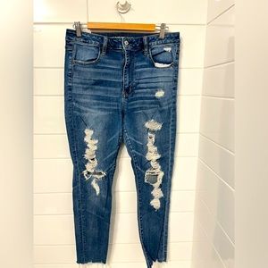 American Eagle Next Level stretch distressed skinny jeans sz 12